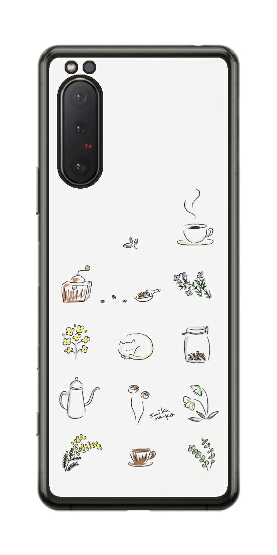 Sony Xperia 5 II用 【コラボ プリント Design by すいかねこ 001 】 背面 保護 フィルム 日本製