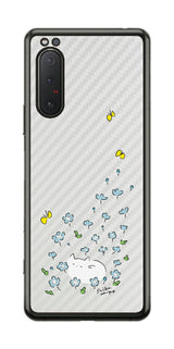 Sony Xperia 5 II用 【コラボ プリント Design by すいかねこ 010 】 カーボン調 背面 保護 フィルム 日本製