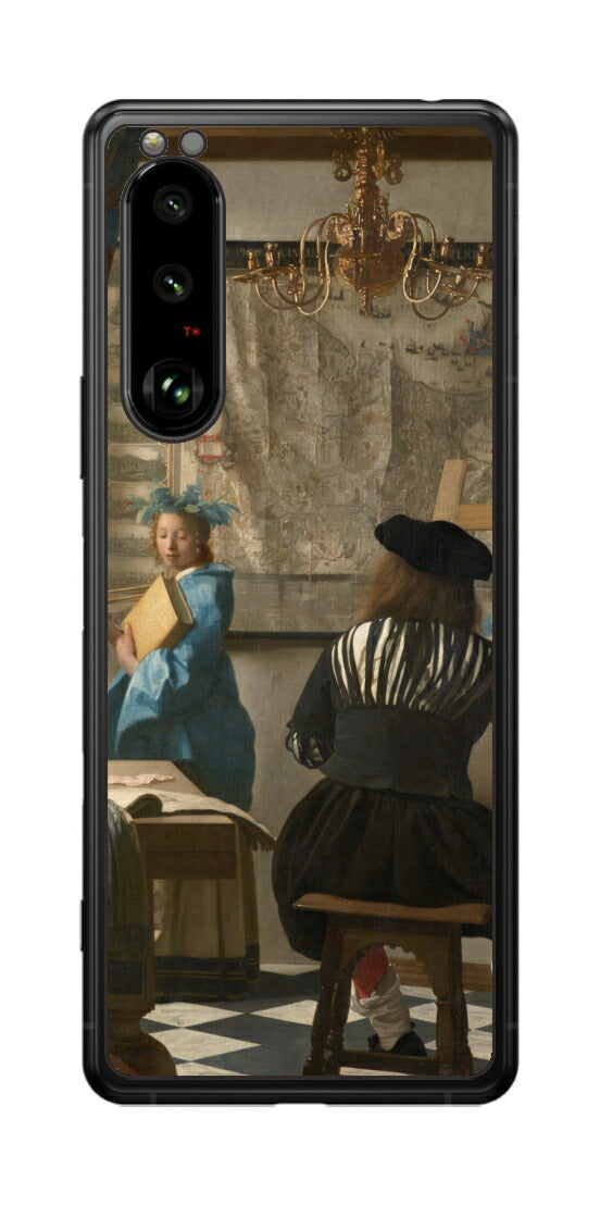 Sony Xperia 5 III用 背面 保護 フィルム 名画 プリント フェルメール 絵画の芸術 （ ヨハネス・フェルメール Johannes Vermeer ）