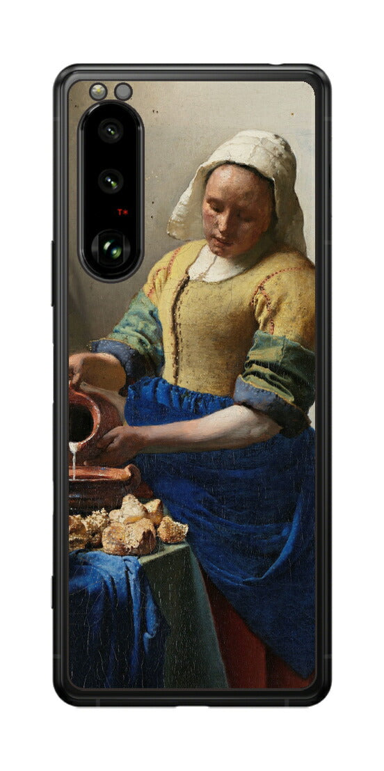 Sony Xperia 5 III用 背面 保護 フィルム 名画 プリント フェルメール 牛乳を注ぐ女 （ ヨハネス・フェルメール Johannes Vermeer ）