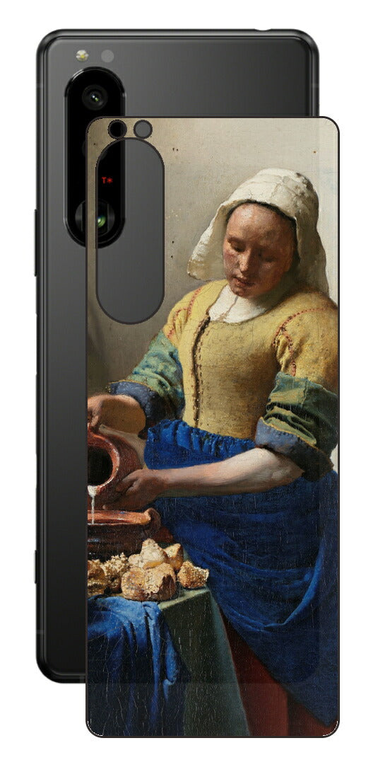 Sony Xperia 5 III用 背面 保護 フィルム 名画 プリント フェルメール 牛乳を注ぐ女 （ ヨハネス・フェルメール Johannes Vermeer ）