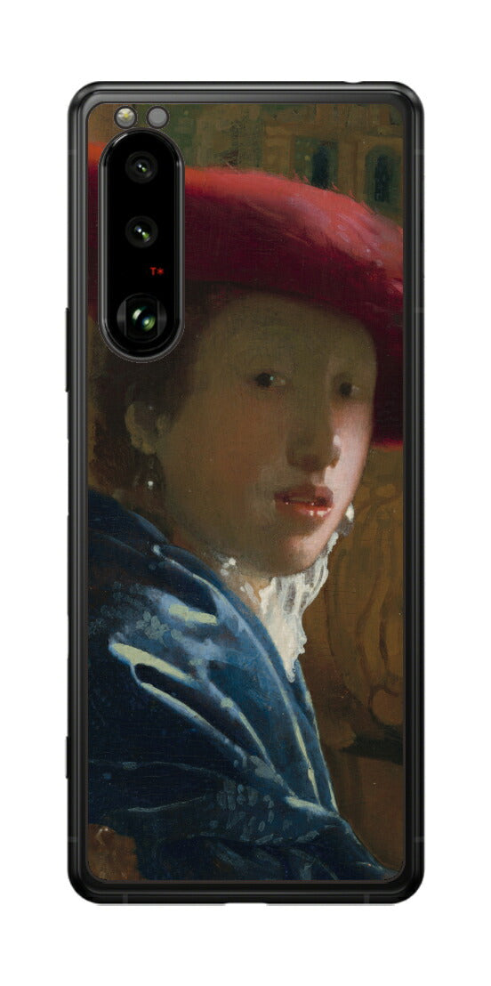 Sony Xperia 5 III用 背面 保護 フィルム 名画 プリント フェルメール 赤い帽子の少女 （ ヨハネス・フェルメール Johannes Vermeer ）