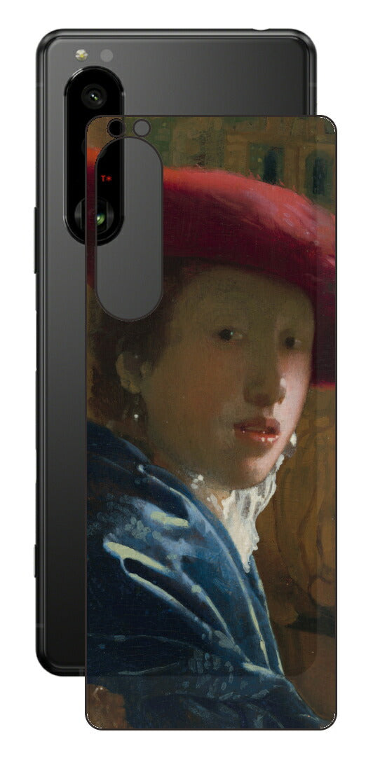 Sony Xperia 5 III用 背面 保護 フィルム 名画 プリント フェルメール 赤い帽子の少女 （ ヨハネス・フェルメール Johannes Vermeer ）