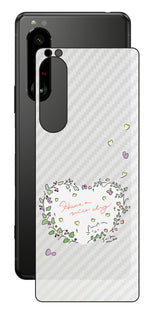 Sony Xperia 5 III用 【コラボ プリント Design by すいかねこ 007 】 カーボン調 背面 保護 フィルム 日本製
