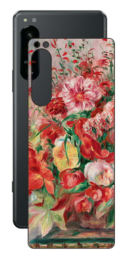 Sony Xperia 5 IV用 背面 保護 フィルム 名画 プリント ルノワール 花々のバスケット（ ピエール＝オーギュスト・ルノワール Pierre-Auguste Renoir ）
