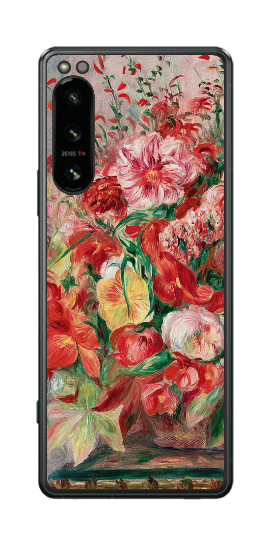 Sony Xperia 5 IV用 背面 保護 フィルム 名画 プリント ルノワール 花々のバスケット（ ピエール＝オーギュスト・ルノワール Pierre-Auguste Renoir ）