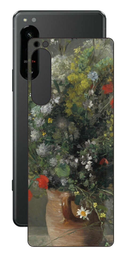 Sony Xperia 5 IV用 背面 保護 フィルム 名画 プリント ルノワール 花瓶の花（ ピエール＝オーギュスト・ルノワール Pierre-Auguste Renoir ）