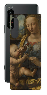 Sony Xperia 5 IV用 背面 保護 フィルム 名画 プリント ダ・ヴィンチ カーネションの聖母（ レオナルド・ダ・ヴィンチ Leonardo da Vinci ）
