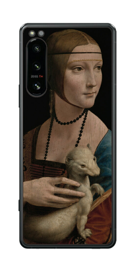 Sony Xperia 5 IV用 背面 保護 フィルム 名画 プリント ダ・ヴィンチ 白貂を抱く貴婦人（ レオナルド・ダ・ヴィンチ Leonardo da Vinci ）