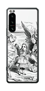 Sony Xperia 5 IV用 背面 保護 フィルム 名画プリント ジョン・テニエル （ John Tenniel ) 海ガメもどきとグリフォン