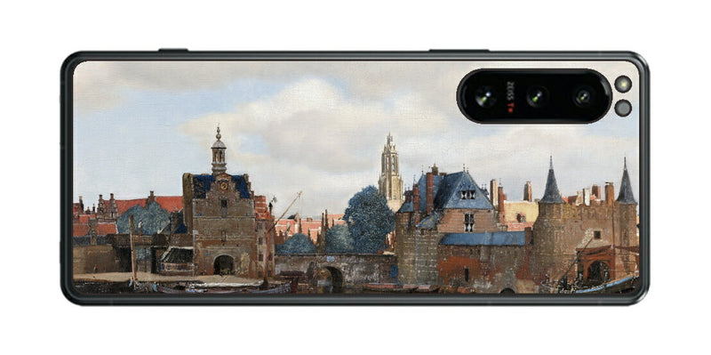 Sony Xperia 5 IV用 背面 保護 フィルム 名画 プリント フェルメール デルフトの眺望 （ ヨハネス・フェルメール Johannes Vermeer ）