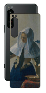 Sony Xperia 5 IV用 背面 保護 フィルム 名画 プリント フェルメール 水差しを持つ若い女性 （ ヨハネス・フェルメール Johannes Vermeer ）