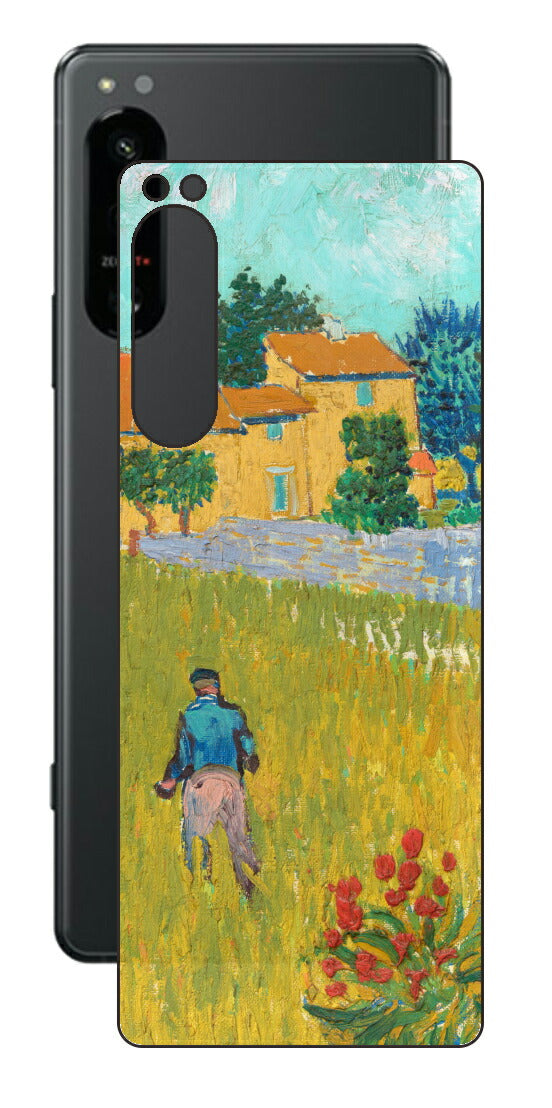 Sony Xperia 5 IV用 背面 保護 フィルム 名画 プリント ゴッホ プロヴァンスの農家（ フィンセント ファン ゴッホ Vincent Willem van Gogh ）