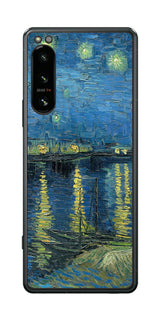 Sony Xperia 5 IV用 背面 保護 フィルム 名画 プリント ゴッホ ローヌの星月夜（ フィンセント ファン ゴッホ Vincent Willem van Gogh ）