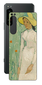 Sony Xperia 5 IV用 背面 保護 フィルム 名画 プリント ゴッホ 白衣の少女（ フィンセント ファン ゴッホ Vincent Willem van Gogh ）
