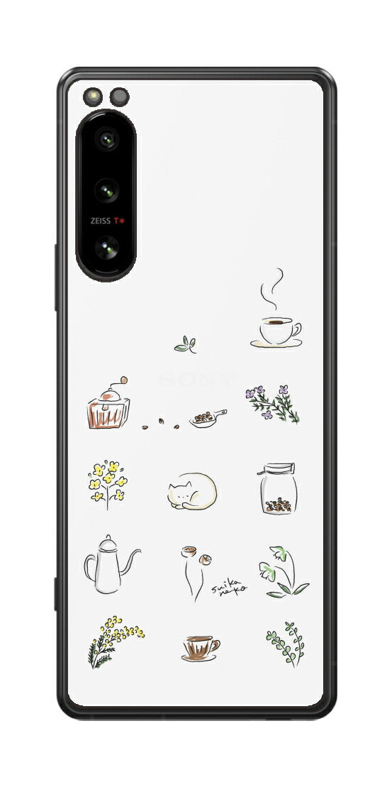 Sony Xperia 5 IV用 【コラボ プリント Design by すいかねこ 001 】 背面 保護 フィルム 日本製