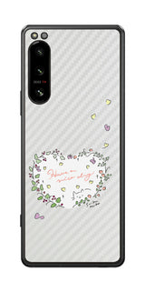 Sony Xperia 5 IV用 【コラボ プリント Design by すいかねこ 007 】 カーボン調 背面 保護 フィルム 日本製