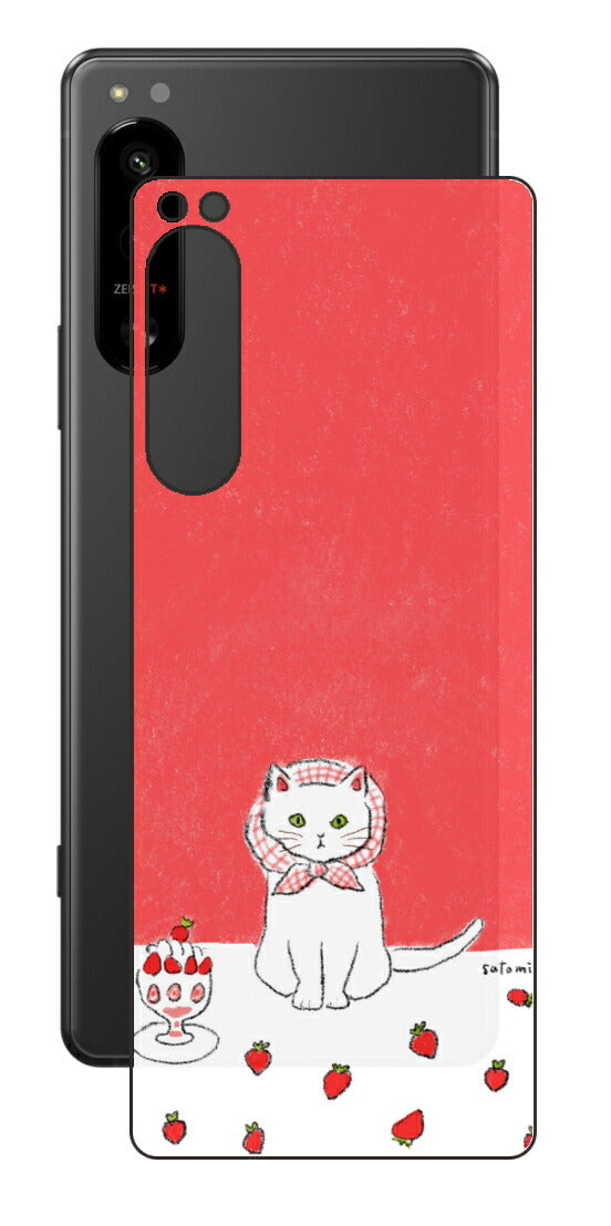 Sony Xperia 5 IV用 【コラボ プリント Design by よこお さとみ 001 】 背面 保護 フィルム 日本製